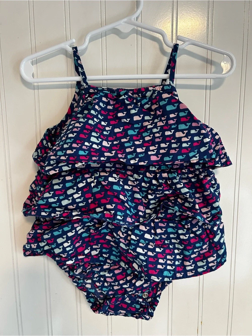 Vineyard Vines Navy Whales Print Toddler Romper